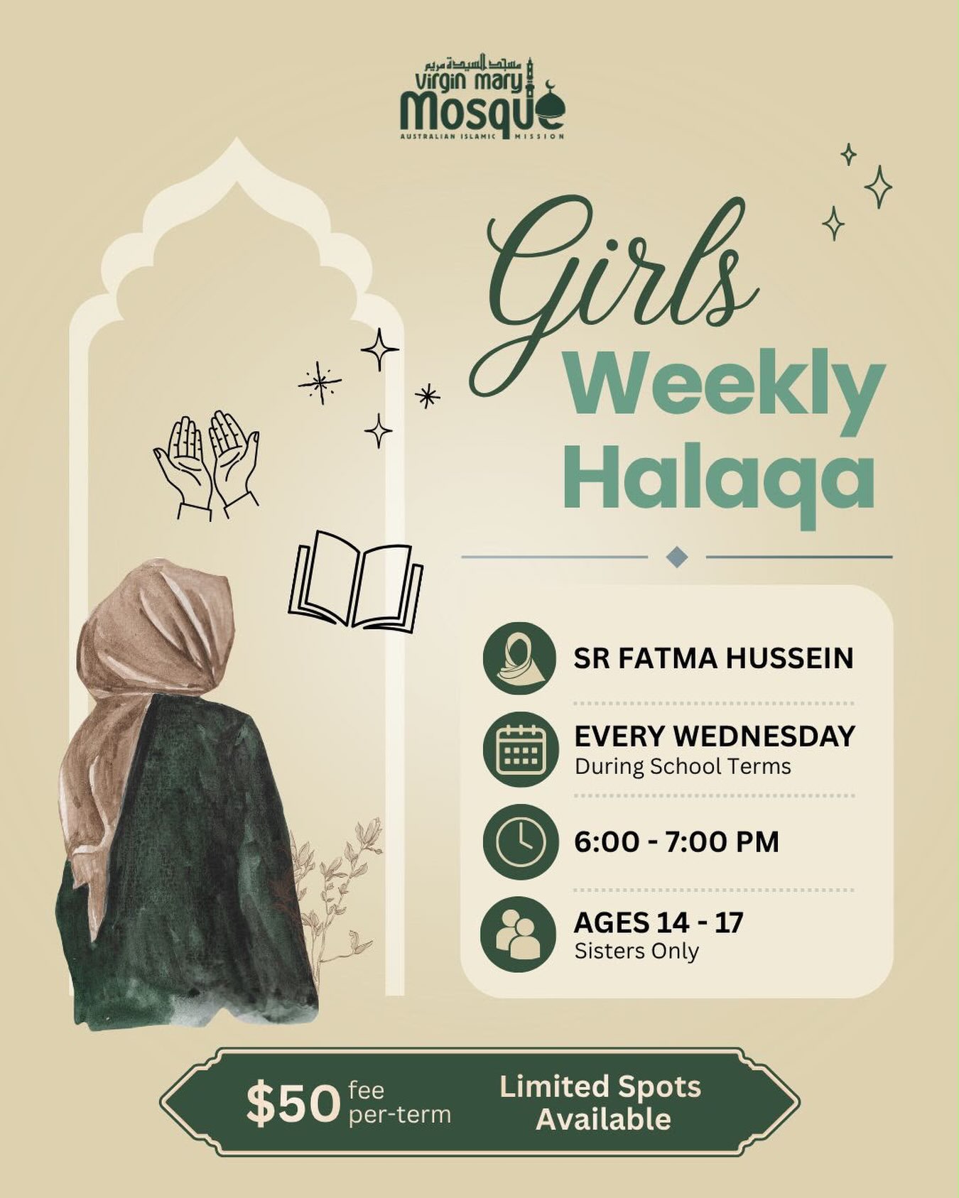 Girls Weekly Halaqa 🌿 event poster