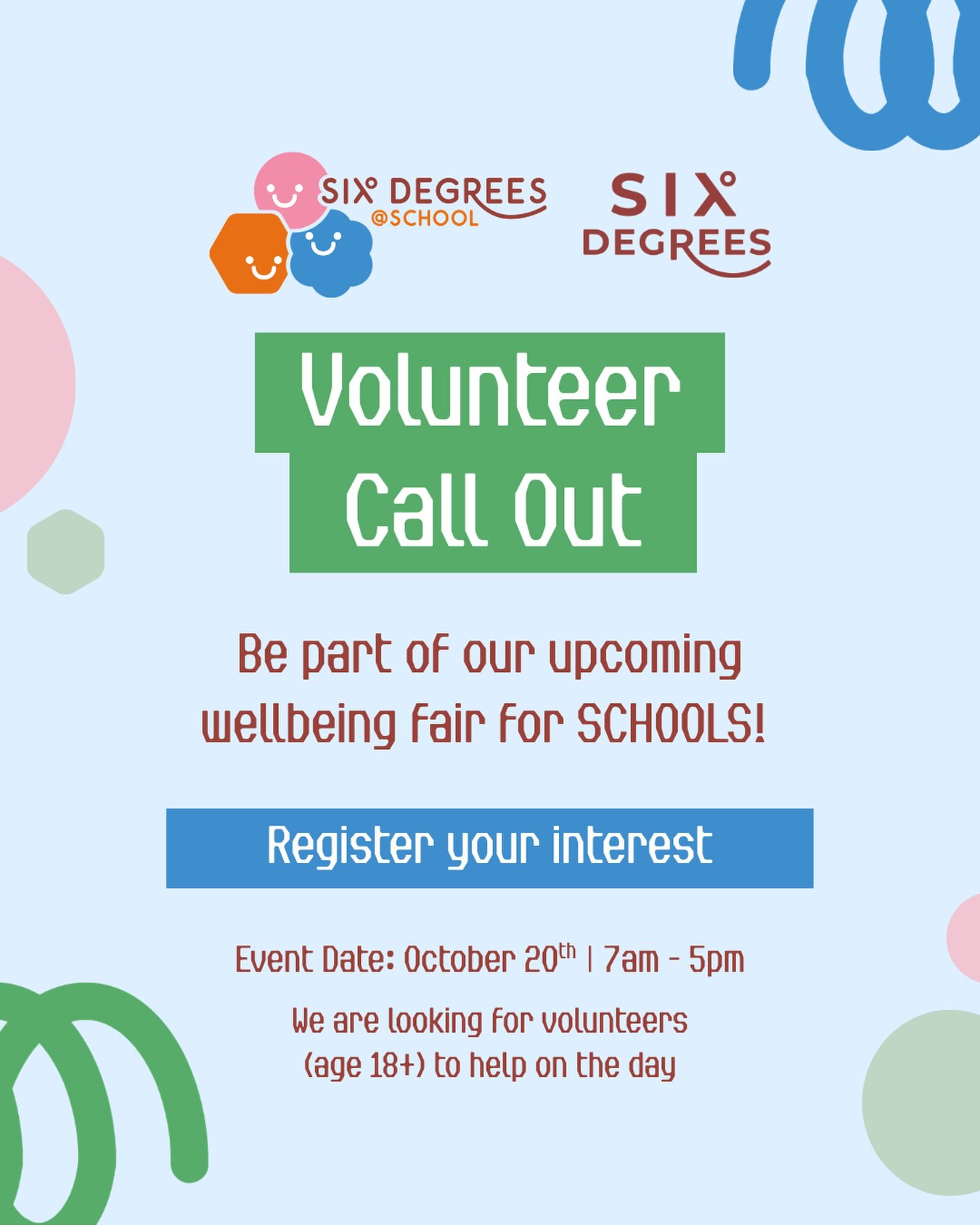 Volunteers must be 18+ event poster