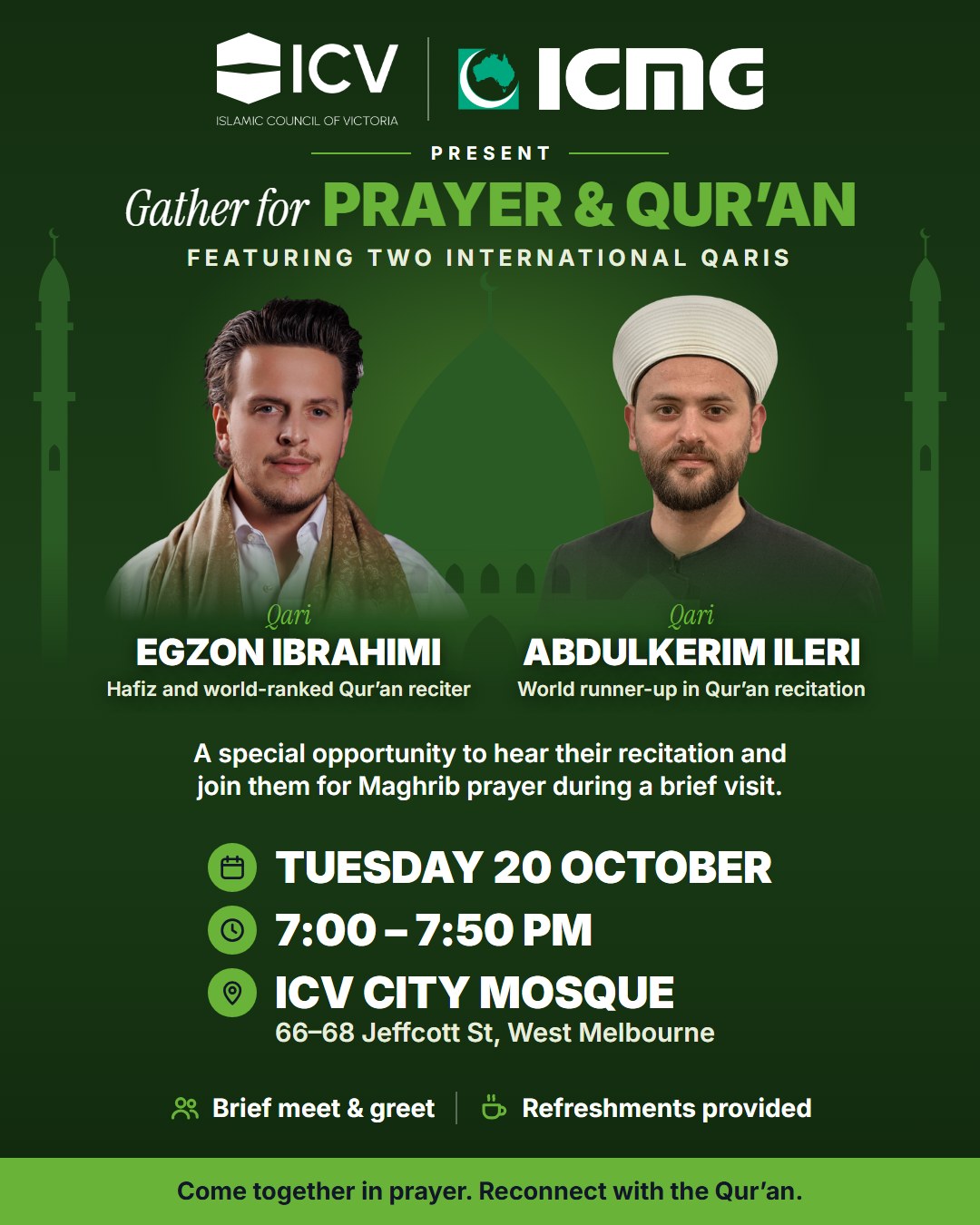 Maghrib & Qur’an with World-Class Qaris event poster